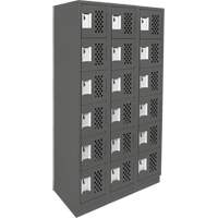 Assembled Lockerettes Clean Line Perforated Economy Lockers, 6 -tier, Bank of 3, 18" x 72" x 12", Steel Par Equipment