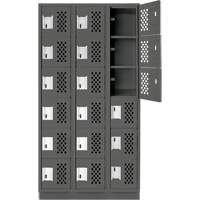 Assembled Lockerettes Clean Line Perforated Economy Lockers, 6 -tier, Bank of 3, 18" x 72" x 12", Steel Par Equipment