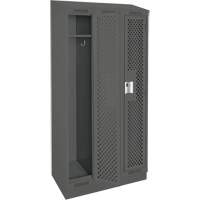 Clean Line Lockers, Bank of 3, 36" x 18" x 82", Steel, Charcoal, Rivet (Assembled), Perforated Par Equipment
