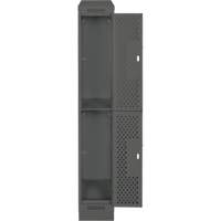 Clean Line Lockers, 2 -tier, 12" x 15" x 82", Steel, Charcoal, Rivet (Assembled), Perforated Par Equipment