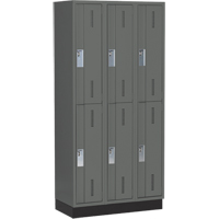 Concorde Heavy-Duty Lockers, 2 -tier, Bank of 3, 36" x 18" x 76", Steel, Charcoal, Welded (Assembled) Par Equipment