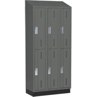 Concorde Heavy-Duty Lockers, 2 -tier, Bank of 3, 36" x 18" x 82", Steel, Charcoal, Welded (Assembled) Par Equipment