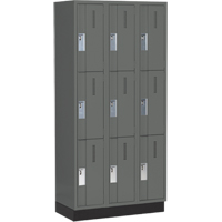 Concorde Heavy-Duty Lockers, 3 -tier, Bank of 3, 36" x 18" x 76", Steel, Charcoal, Welded (Assembled) Par Equipment