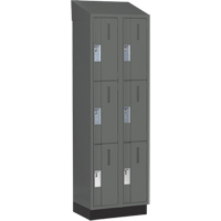 Concorde Heavy-Duty Lockers, 3 -tier, Bank of 2, 24" x 18" x 82", Steel, Charcoal, Welded (Assembled) Par Equipment