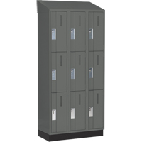 Concorde Heavy-Duty Lockers, 3 -tier, Bank of 3, 36" x 18" x 82", Steel, Charcoal, Welded (Assembled) Par Equipment