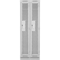 Clean Line Lockers, Bank of 2, 24" x 12" x 76", Steel, Grey, Rivet (Assembled), Perforated Par Equipment