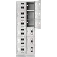 Assembled Lockerettes Clean Line Perforated Economy Lockers, 6 -tier, Bank of 2, 18" x 72" x 12", Steel Par Equipment