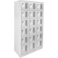 Assembled Lockerettes Clean Line Perforated Economy Lockers, 6 -tier, Bank of 3, 18" x 72" x 12", Steel Par Equipment