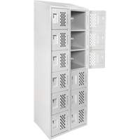 Assembled Lockerettes Clean Line Perforated Economy Lockers, 6 -tier, Bank of 2, 18" x 72" x 12", Steel Par Equipment