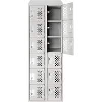Assembled Lockerettes Clean Line Perforated Economy Lockers, 6 -tier, Bank of 2, 18" x 72" x 12", Steel Par Equipment