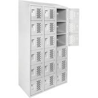 Clean-Line Perforated Lockerette, 6 -tier, Bank of 3, 15" x 72" x 12", Steel Par Equipment