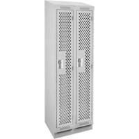 Clean Line Lockers, Bank of 2, 24" x 18" x 82", Steel, Grey, Rivet (Assembled), Perforated Par Equipment