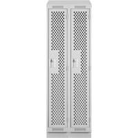 Clean Line Lockers, Bank of 2, 24" x 18" x 82", Steel, Grey, Rivet (Assembled), Perforated Par Equipment