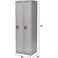 Lockers, Bank of 2, 24" x 18" x 72", Steel, Grey, Knocked Down Par Equipment