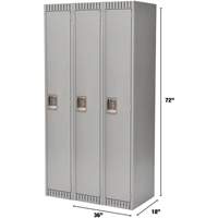 Lockers, Bank of 3, 36" x 18" x 72", Steel, Grey, Knocked Down Par Equipment