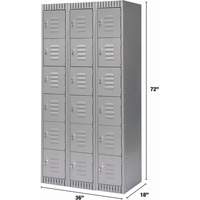 Lockers, 6 -tier, Bank of 3, 36" x 18" x 72", Steel, Grey, Knocked Down Par Equipment