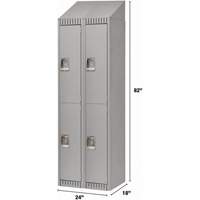 Lockers, 2 -tier, Bank of 2, 24" x 18" x 82", Steel, Grey, Knocked Down Par Equipment