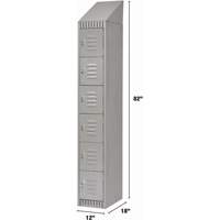 Lockers, 6 -tier, 12" x 18" x 82", Steel, Grey, Knocked Down Par Equipment