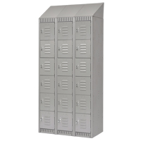 Lockers, 6 -tier, Bank of 3, 36" x 18" x 82", Steel, Grey, Knocked Down Par Equipment