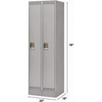 Lockers, Bank of 2, 24" x 18" x 76", Steel, Grey, Knocked Down Par Equipment