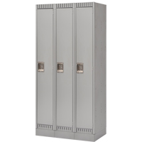 Lockers, Bank of 3, 36" x 18" x 76", Steel, Grey, Knocked Down Par Equipment