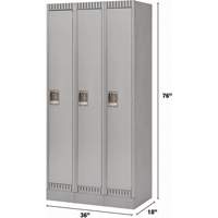 Lockers, Bank of 3, 36" x 18" x 76", Steel, Grey, Knocked Down Par Equipment