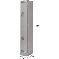 Lockers, 2 -tier, 12" x 18" x 76", Steel, Grey, Knocked Down Par Equipment