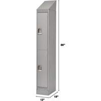 Lockers, 2 -tier, 12" x 18" x 86", Steel, Grey, Knocked Down Par Equipment