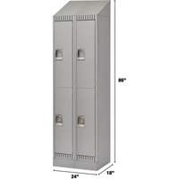 Lockers, 2 -tier, Bank of 2, 24" x 18" x 86", Steel, Grey, Knocked Down Par Equipment