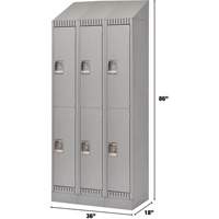 Lockers, 2 -tier, Bank of 3, 36" x 18" x 86", Steel, Grey, Knocked Down Par Equipment