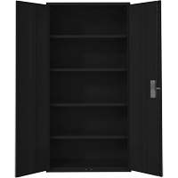 Hi-Boy Storage Cabinet, Steel, 4 Shelves, 72" H x 36" W x 18" D, Black Par Equipment