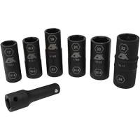 Half Metric Flip Socket Set, 7 Pcs, Impact, 1/2" Drive Size, Deep Par Equipment