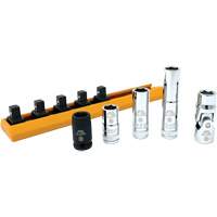 Chrome Finish Socket Set with Rail, 5 Pieces, 1/4" Drive Size Par Equipment