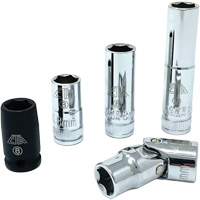 Chrome Finish Socket Set with Rail, 5 Pieces, 1/4" Drive Size Par Equipment