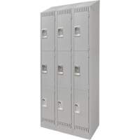 Lockers, 3 -tier, Bank of 3, 36" x 18" x 86", Steel, Grey, Knocked Down Par Equipment