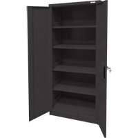 Armoire d'entreposage, Acier, 4 Tablettes, 66" h x 30" la x 15" P, Noir Par Equipment