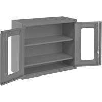 Wall-Mountable Storage Cabinet with Clearview Doors, 26-15/16" H x 29-7/8" W x 13-11/16" D, 2 Shelves, Steel, Grey Par Equipment