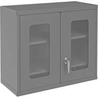 Wall-Mountable Storage Cabinet with Clearview Doors, 26-15/16" H x 29-7/8" W x 13-11/16" D, 2 Shelves, Steel, Grey Par Equipment