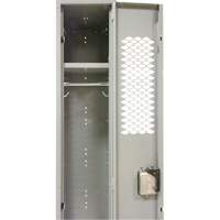 Vented Lockers, Bank of 3, 36 x 18" x 88", Steel, Grey, Knocked Down, Perforated Par Equipment