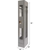 Vented Lockers, 12" x 18" x 78", Steel, Grey, Knocked Down, Perforated Par Equipment