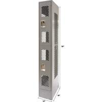 Vented Lockers, 2 -tier, 12" x 18" x 78", Steel, Grey, Knocked Down, Perforated Par Equipment