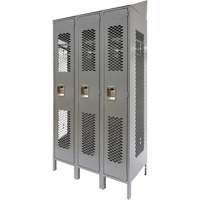 Vented Lockers, Bank of 3, 36 x 18" x 88", Steel, Grey, Knocked Down, Perforated Par Equipment