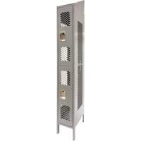 Vented Lockers, 2 -tier, 12" x 18" x 88", Steel, Grey, Knocked Down, Perforated Par Equipment