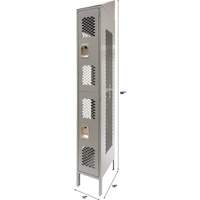 Vented Lockers, 2 -tier, 12" x 18" x 88", Steel, Grey, Knocked Down, Perforated Par Equipment