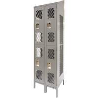 Vented Lockers, 2 -tier, Bank of 2, 24" x 18" x 88", Steel, Grey, Knocked Down, Perforated Par Equipment