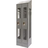 Vented Lockers, Bank of 2, 24" x 18" x 88", Steel, Grey, Knocked Down, Perforated Par Equipment