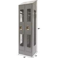 Vented Lockers, Bank of 2, 24" x 18" x 88", Steel, Grey, Knocked Down, Perforated Par Equipment