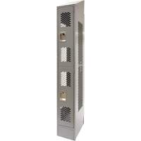 Vented Lockers, 2 -tier, 12" x 18" x 88", Steel, Grey, Knocked Down, Perforated Par Equipment