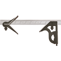 Combination Squares with Square Head & Centre Head - No. 11HC Series with Cast Iron Heads, 18" L, 1/16" Graduations, Steel, Plain Par Equipment