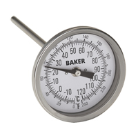 Bi-Metal Thermometers, Contact, Analogue, 0-250°F (-20-120°C) Par Equipment